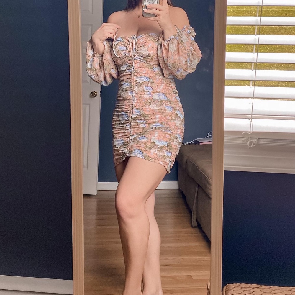Hello Molly floral tube dress with sleeves NWT